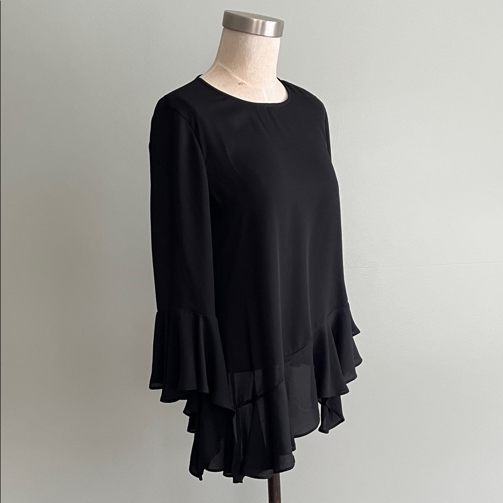 Black Blouse with Subtle Ruffle Detail - Picture 4 of 10
